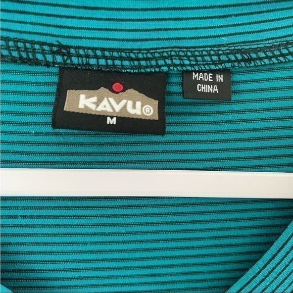 Kavu Blue Striped V-Neck Jersey Knit Soft Comfy
Tie Waist Summer Shirt Dress - Picture 7 of 8
